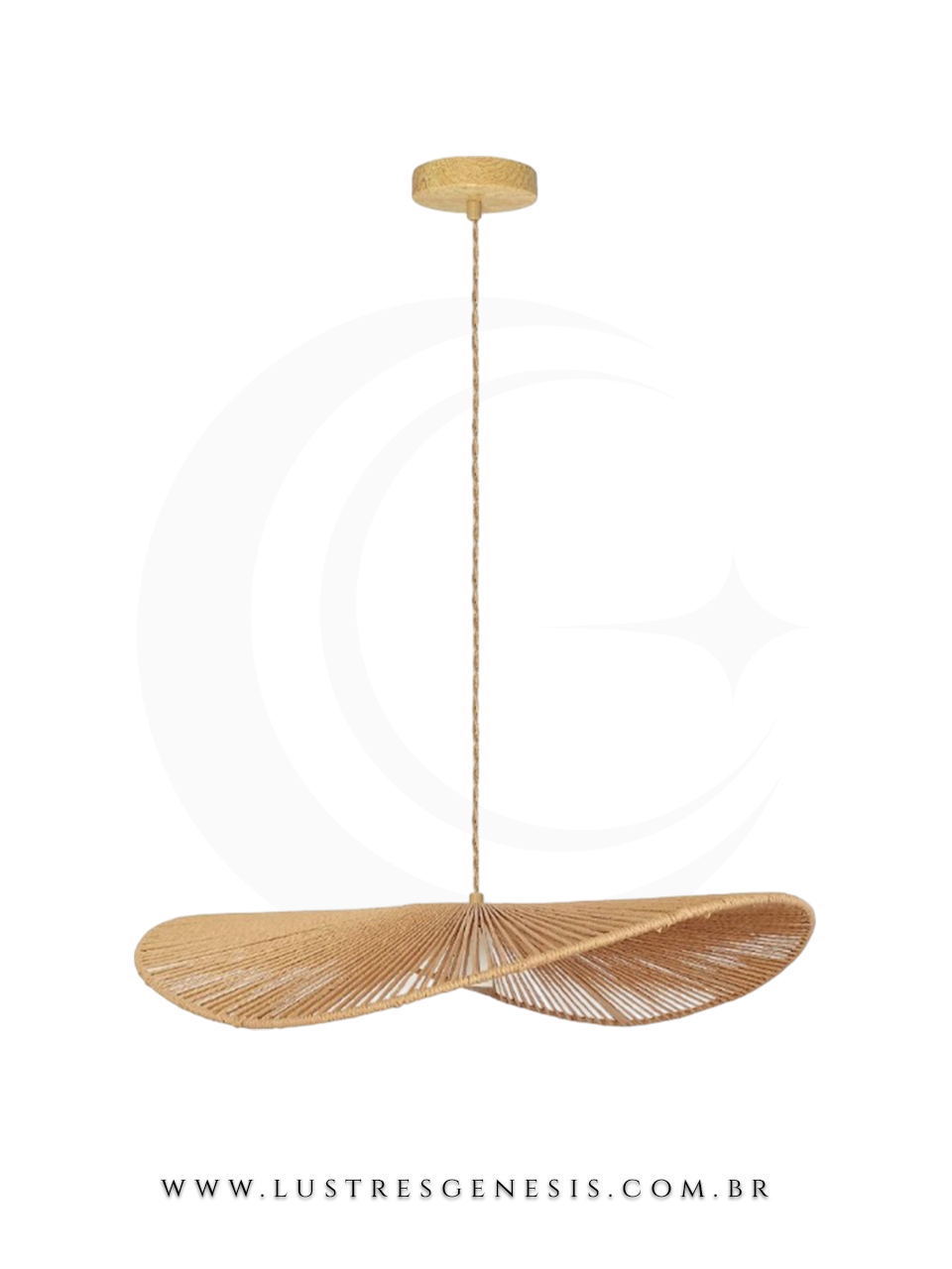 Pendente decorativo de bambu e madeira Nitrolux, ideal para mesas, balcão de cozinha, área gourmet e sítios